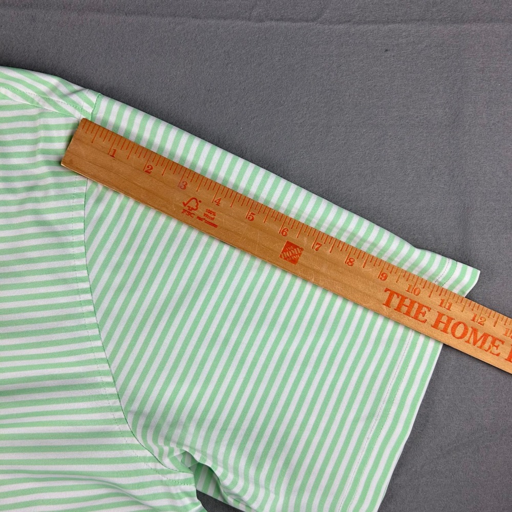 Donald Ross Polo Shirt Mens Large Green Striped Short Sleeve Golf Performance - Picture 5 of 7
